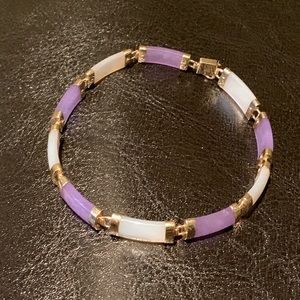 14 K Lavender & White Jade Bracelet